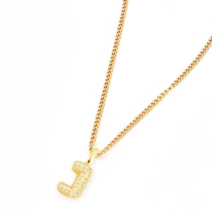 J initial Crystal Bubble Necklace