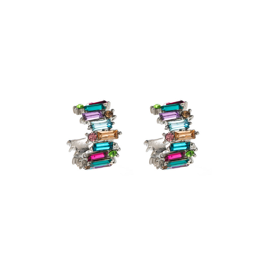 Eleanor Rainbow Silver Hoops