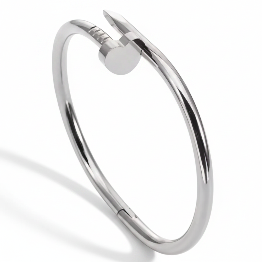 Silver Nail Bangle Bracelet