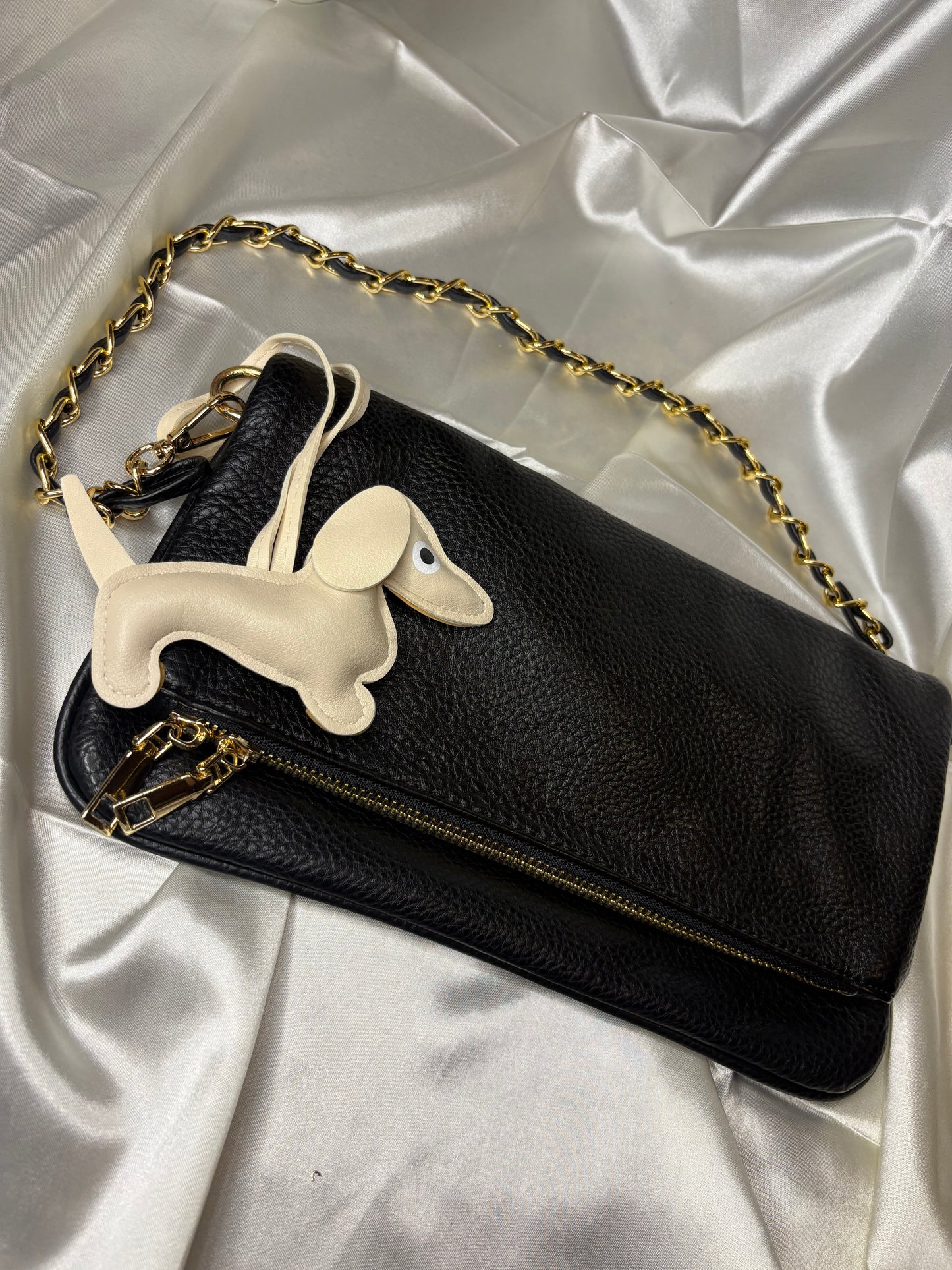 Cream Winnie Dog Purse Charm