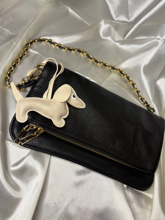 Cream Winnie Dog Purse Charm