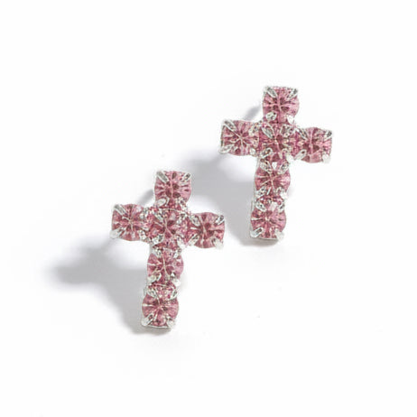 Pink Cross Earrings