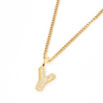 Y initial Crystal Bubble Necklace