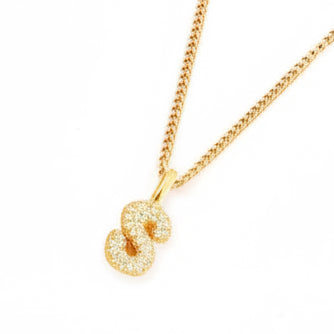 S initial Crystal Bubble Necklace