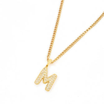 M initial Crystal Bubble Necklace