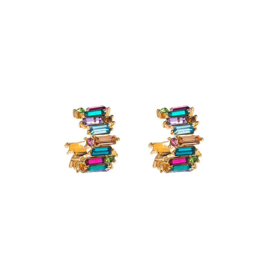 Eleanor Rainbow Gold Hoops