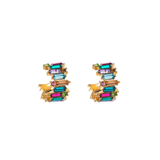 Eleanor Rainbow Gold Hoops