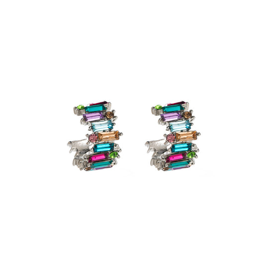 Eleanor Rainbow Silver Hoops