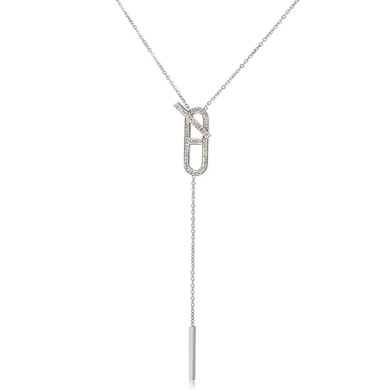 Drop Linked Silver Necklace