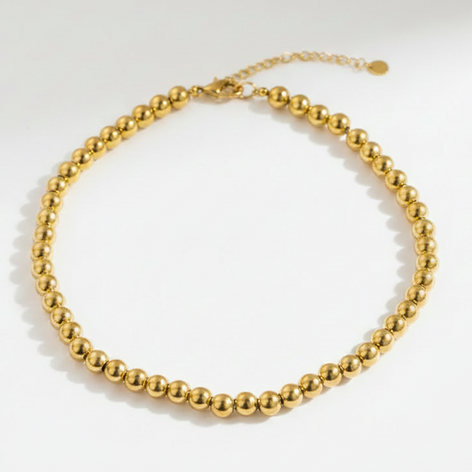 Beaded Choker Gold Necklace