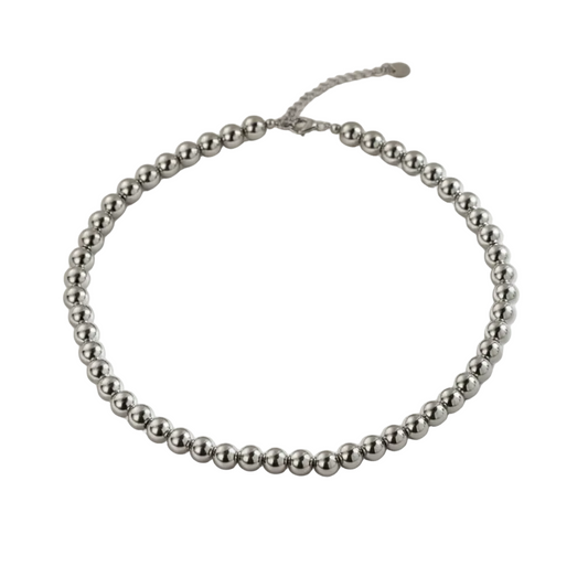 Beaded Choker Silver Necklace